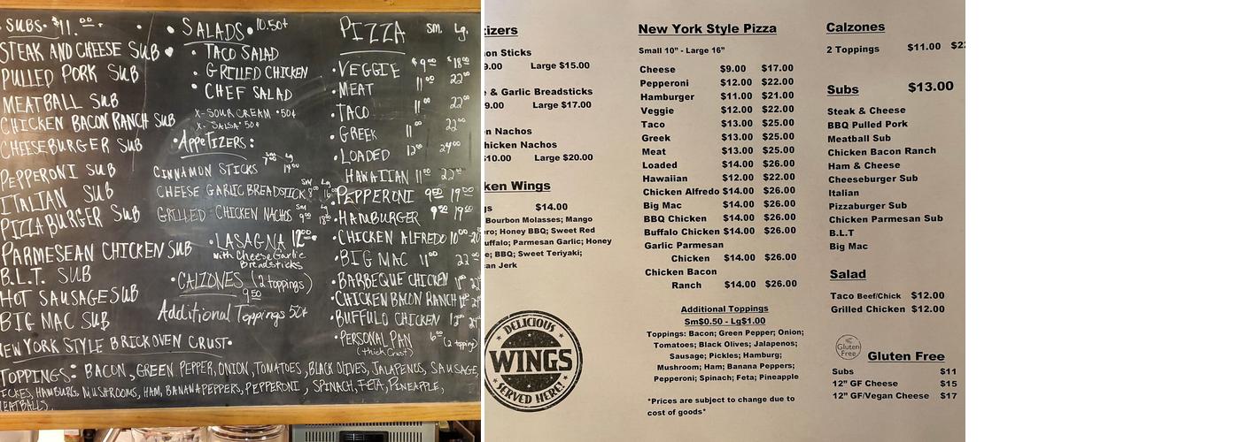 Markie's Pizza Joint Menu