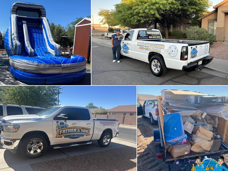 Father And Son Trash Can Cleaning
