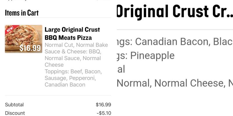 Papa Johns Pizza Menu