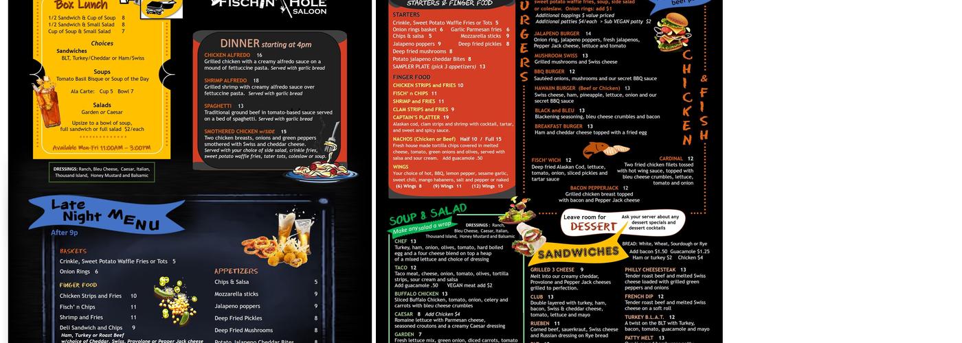 The Foxhole Bar and Grill Menu