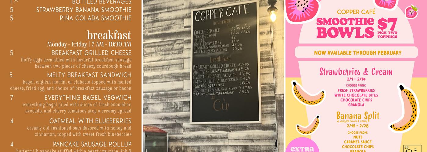 Copper Café Menu