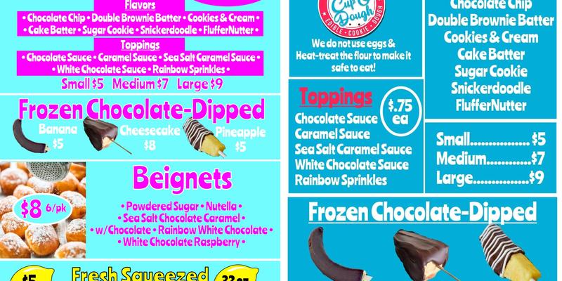 Cup O' Dough Menu