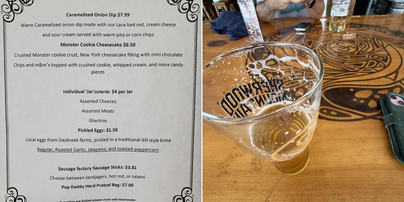 Sherwood Mountain Brewhouse Menu