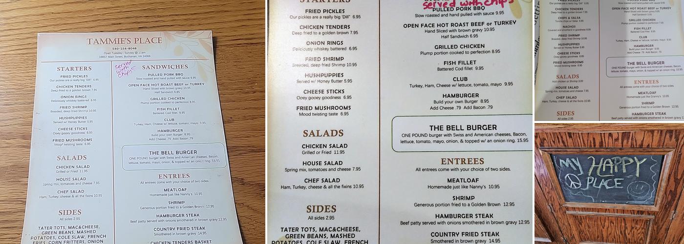 Tammie's Place Menu