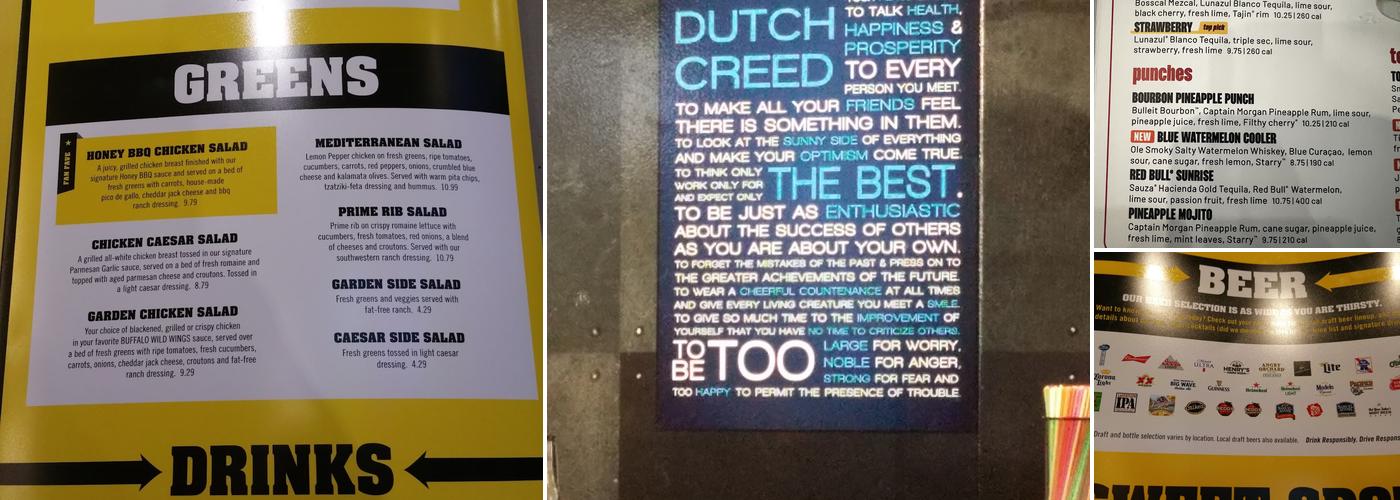 Buffalo Wild Wings Menu