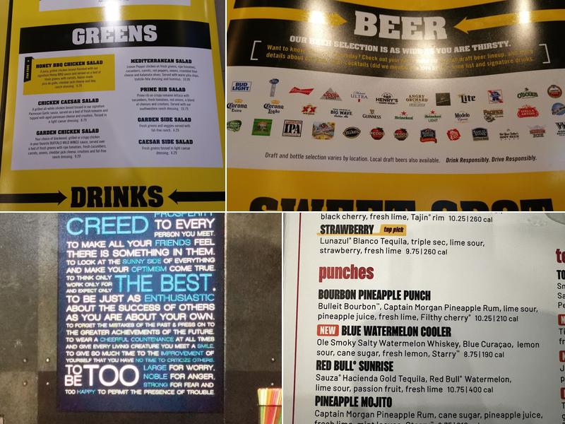 Buffalo Wild Wings Menu