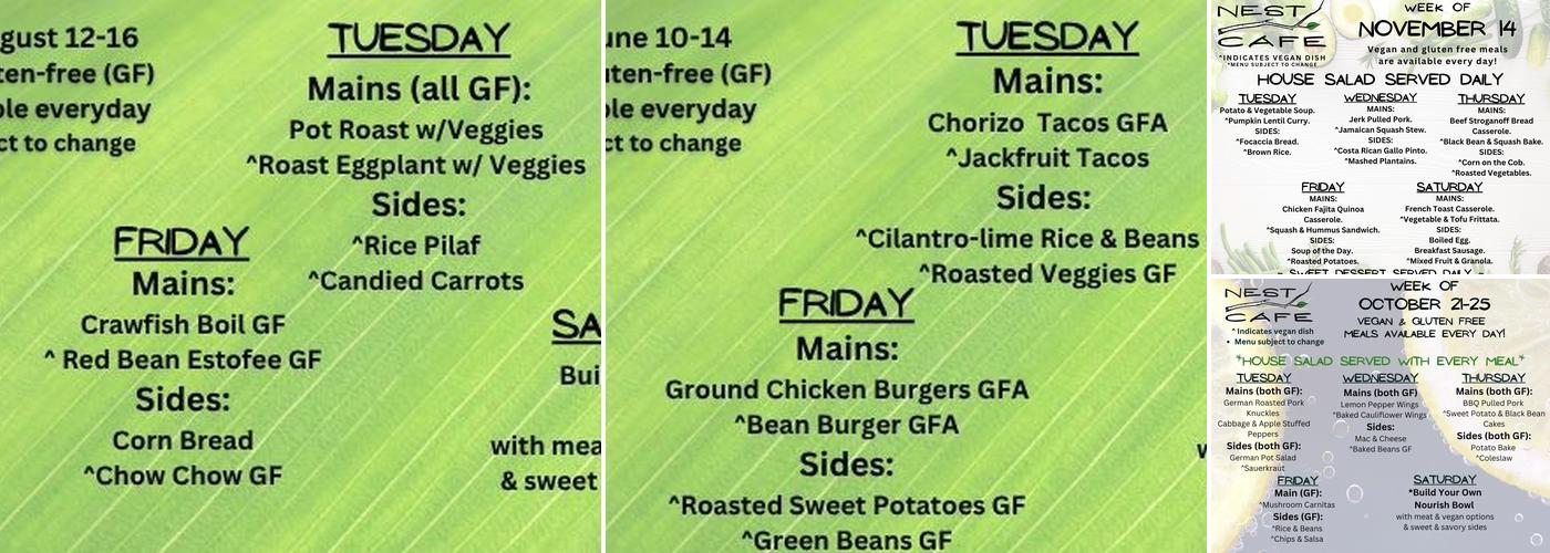 NEST Cafe Menu