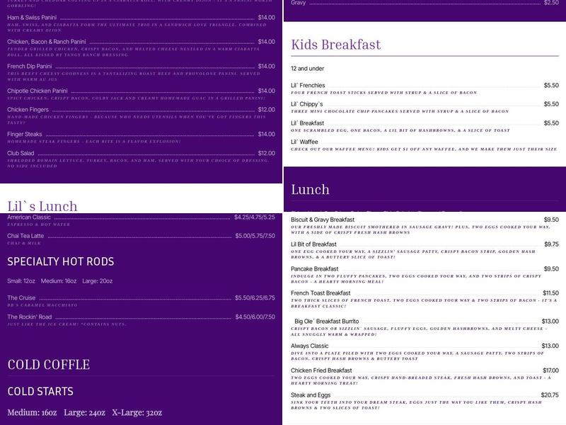 BB’s Cruisin’ Coffee Menu