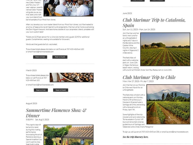 Marimar Estate Vineyards & Winery Menu