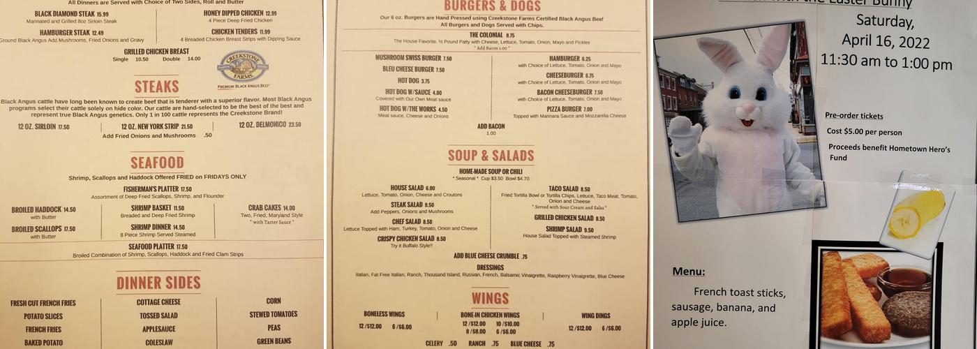 Colonial Inn Menu