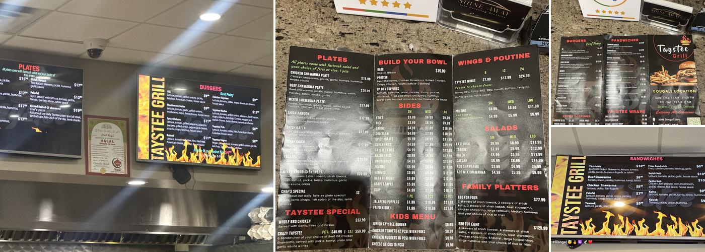 Taystee Grill Menu