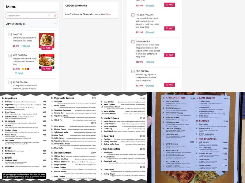 Maharaja Indian Cuisine Menu