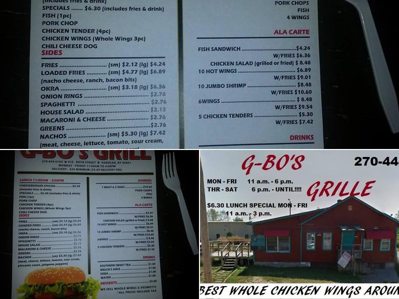 Gbo's Grill Menu