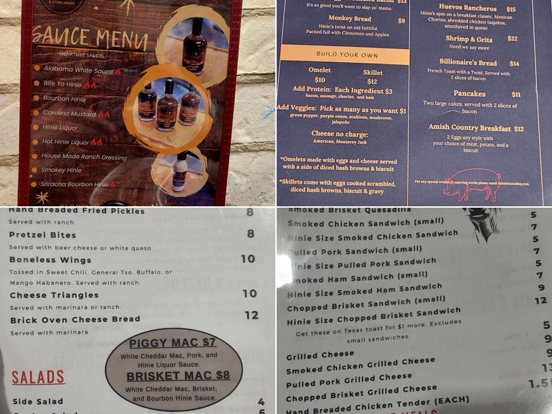 Hinie's BBQ Menu