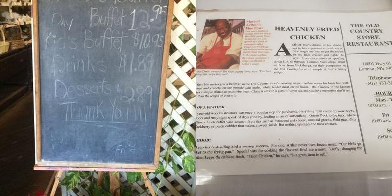 The Old Country Store Menu