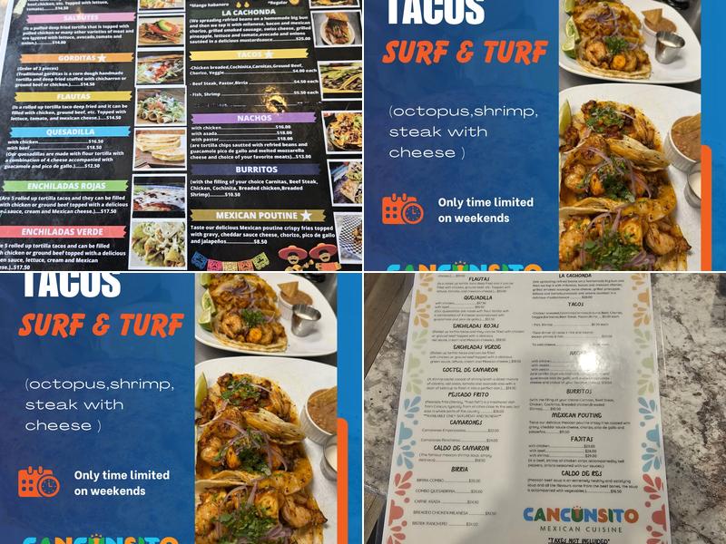 Cancunsito mexican cuisine Menu