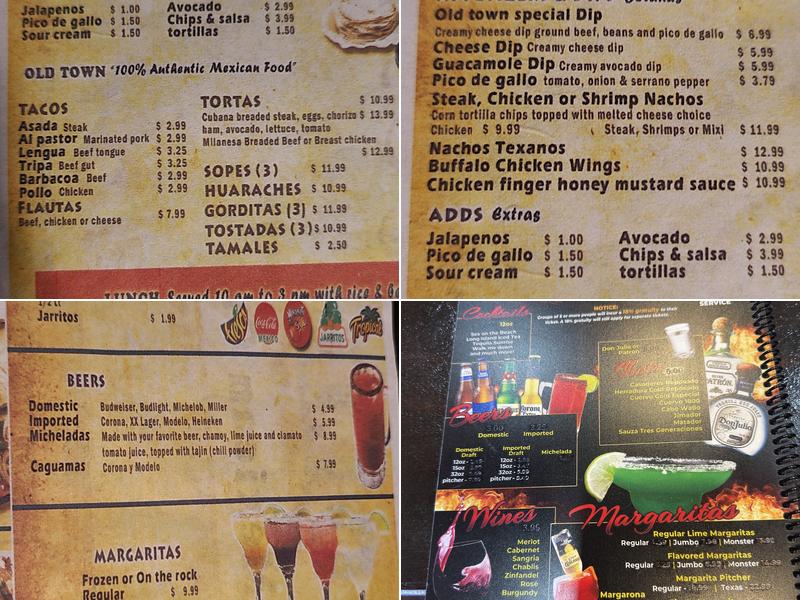 Old Town Mexican Grill Menu