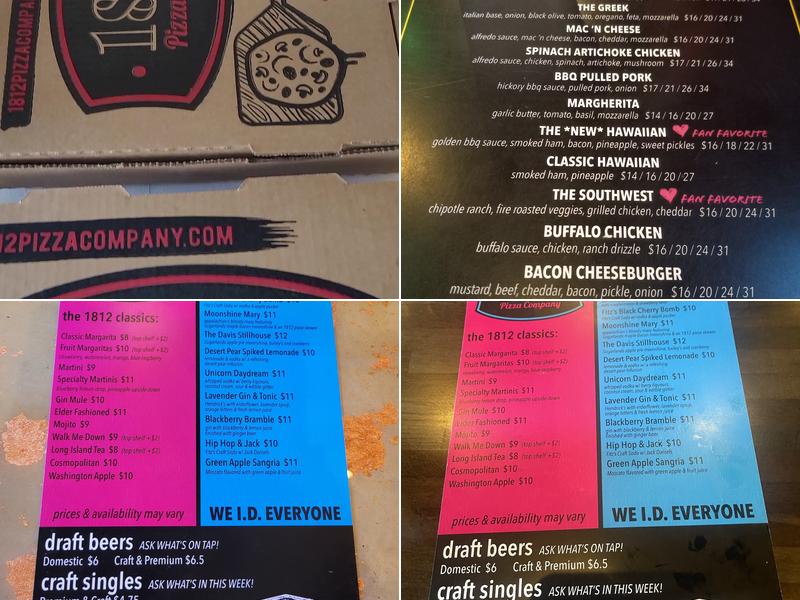 1812 Pizza Company - Paragould, Downtown Menu