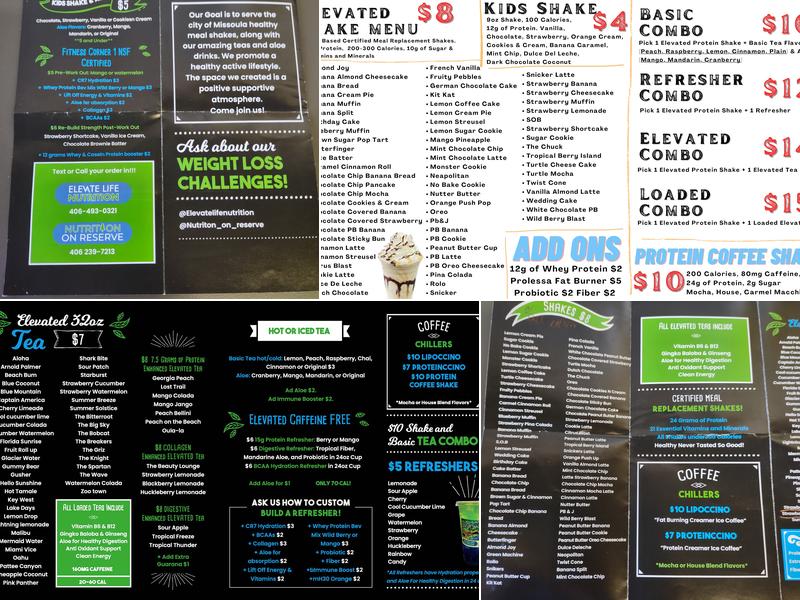 Nutrition on Reserve Menu