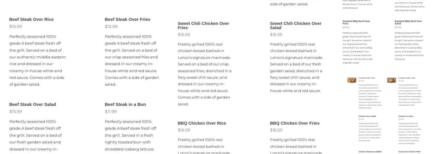 Lonzo's Kitchen Menu