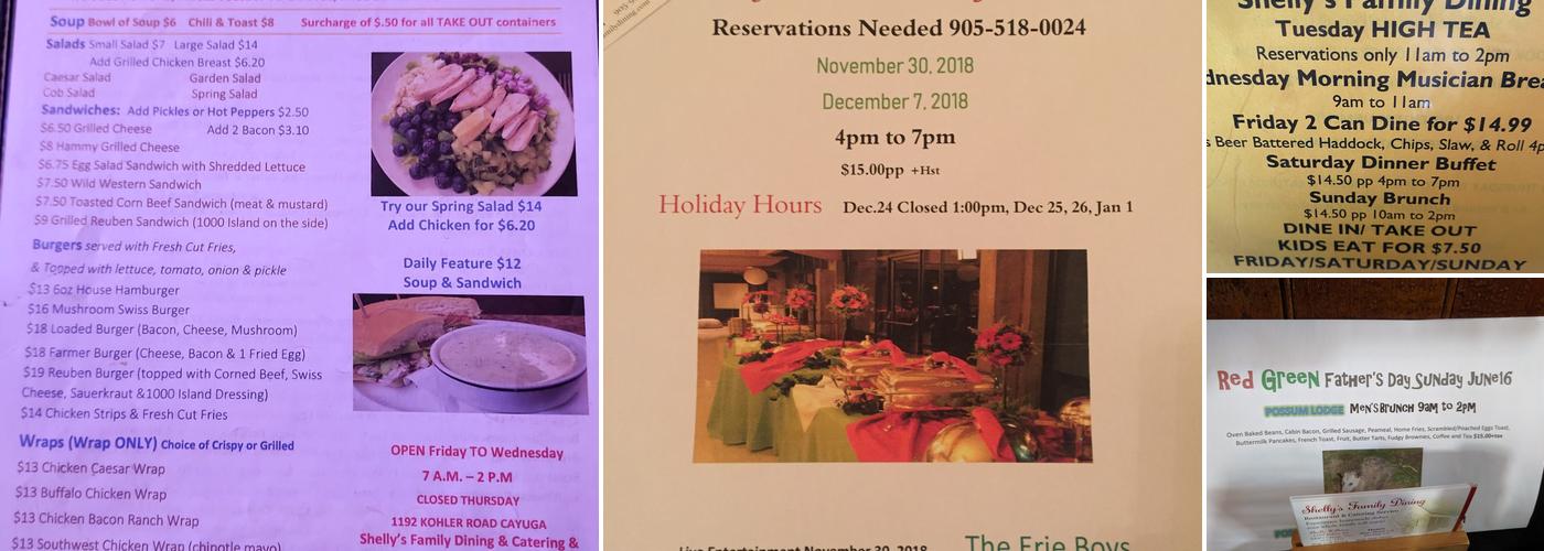 Shelly's Family Dining & Catering Menu
