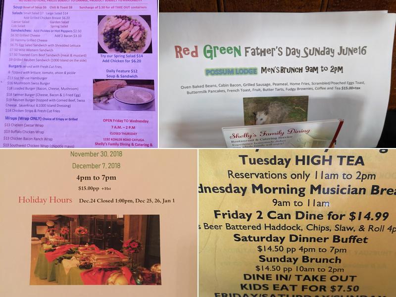 Shelly's Family Dining & Catering Menu