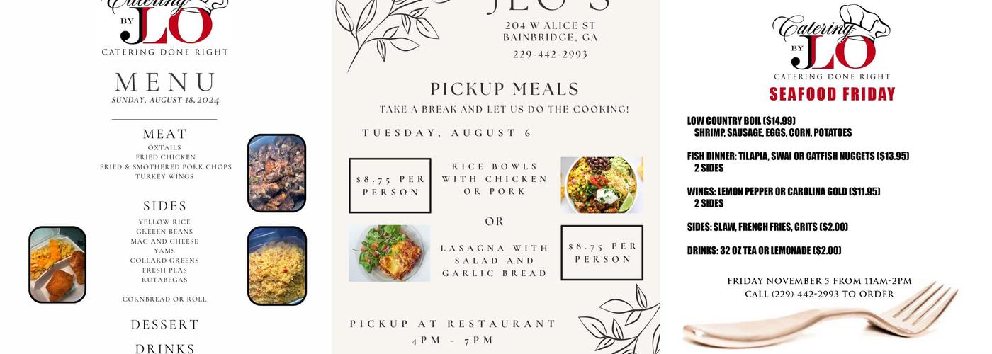 Catering by JLo Menu