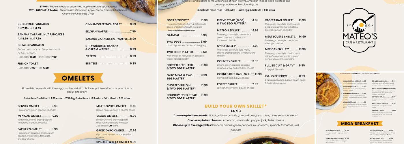 Mateo’s Cafe & Restaurant Menu