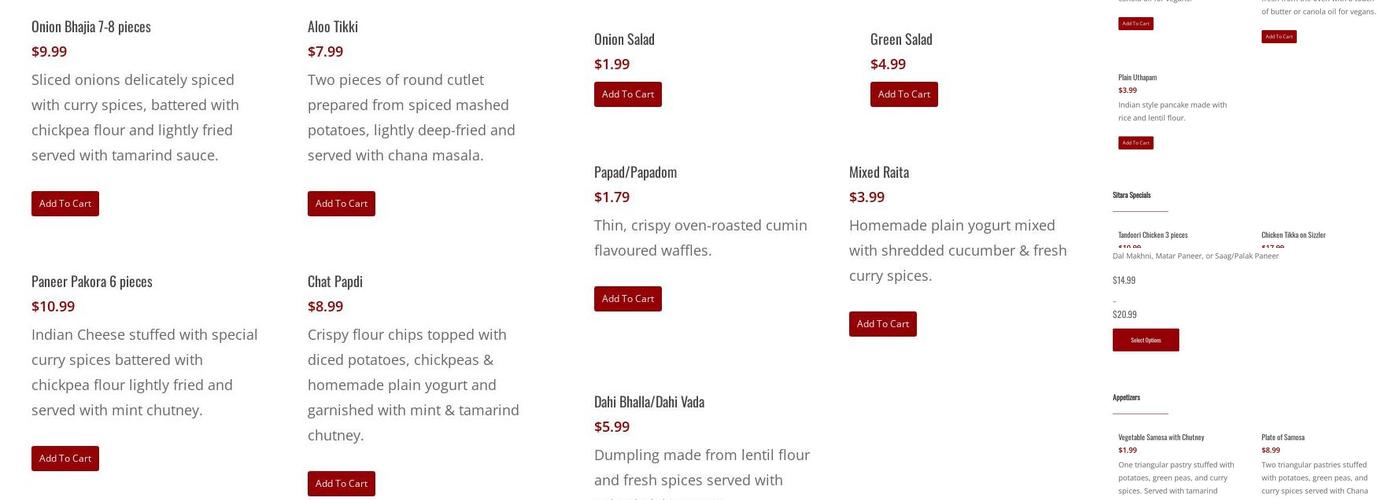 Sitara Petrolia Menu