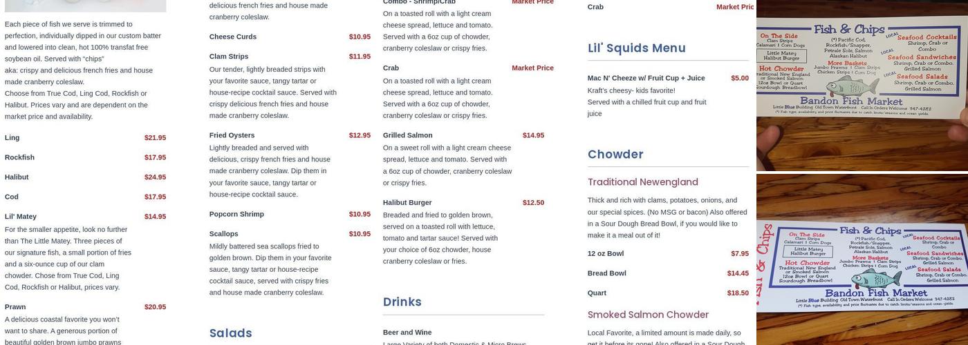 Fish & Chips Chowder House Menu