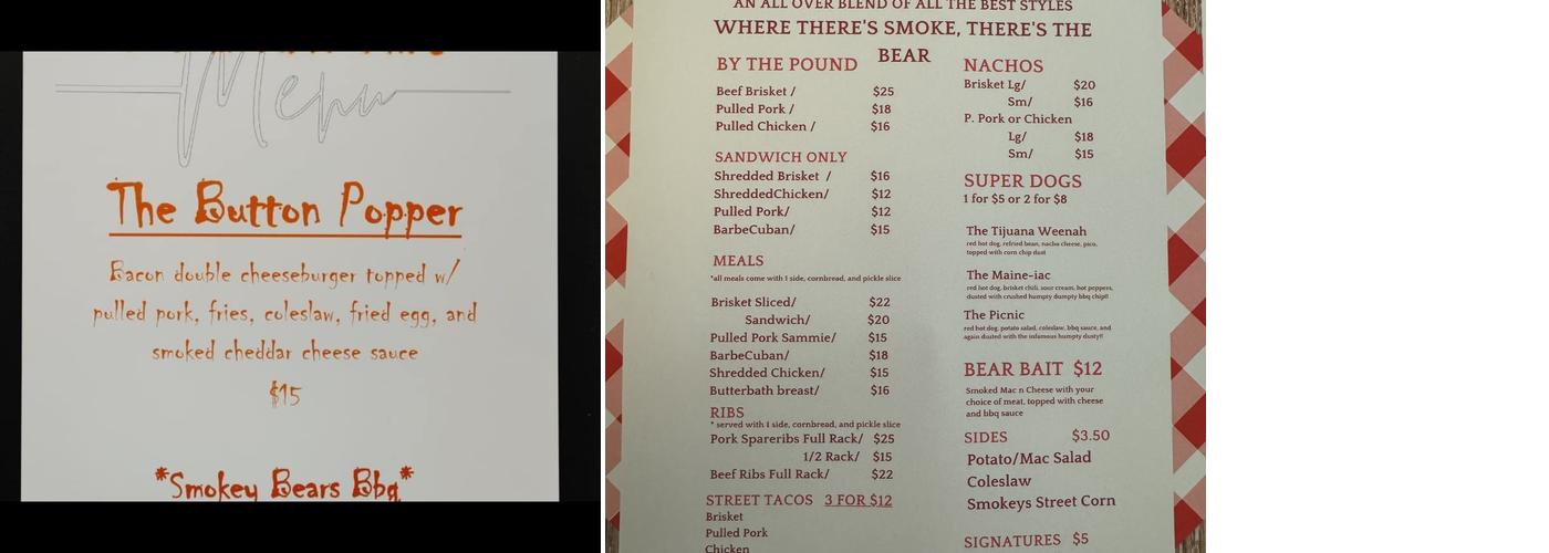 Smokey Bears Bbq Menu