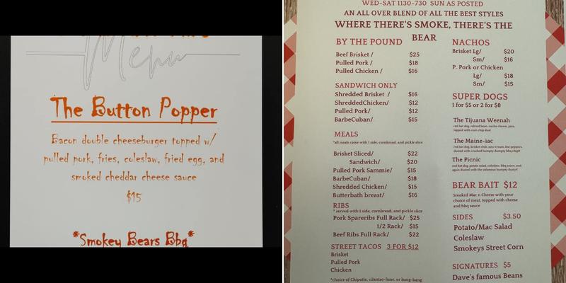 Smokey Bears Bbq Menu