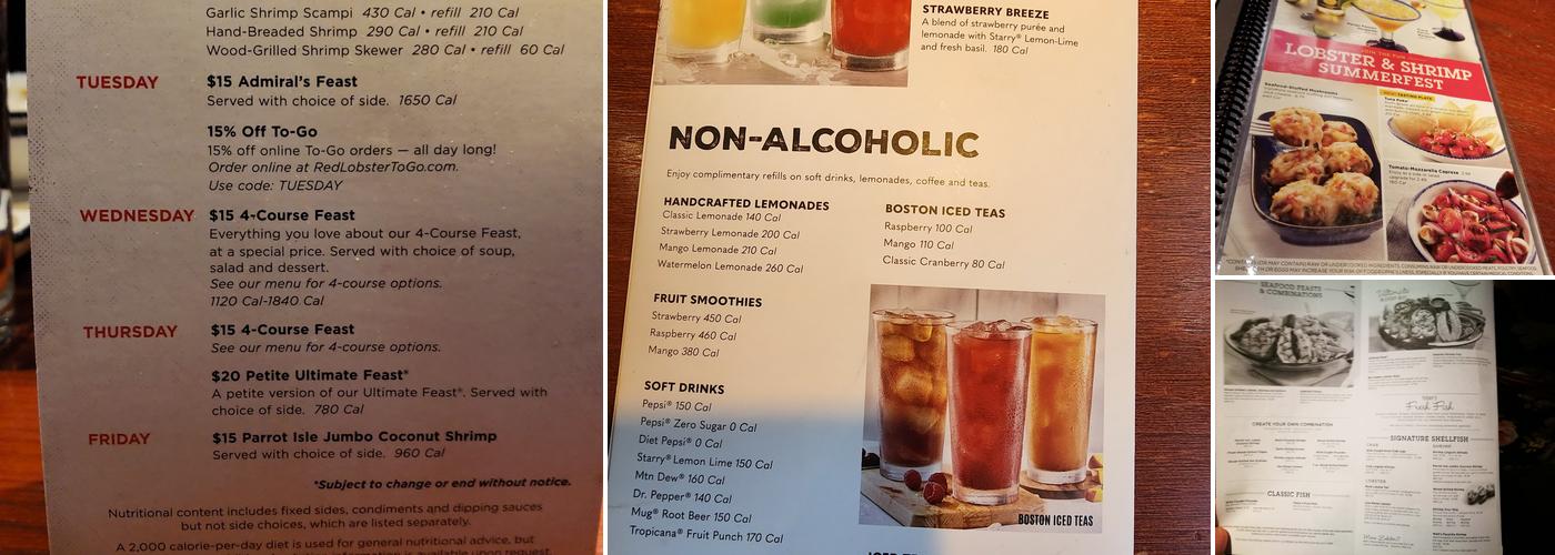 Red Lobster Menu