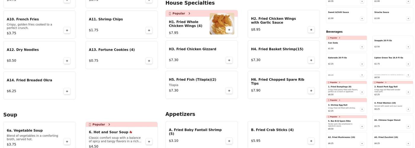 Ming Home Menu