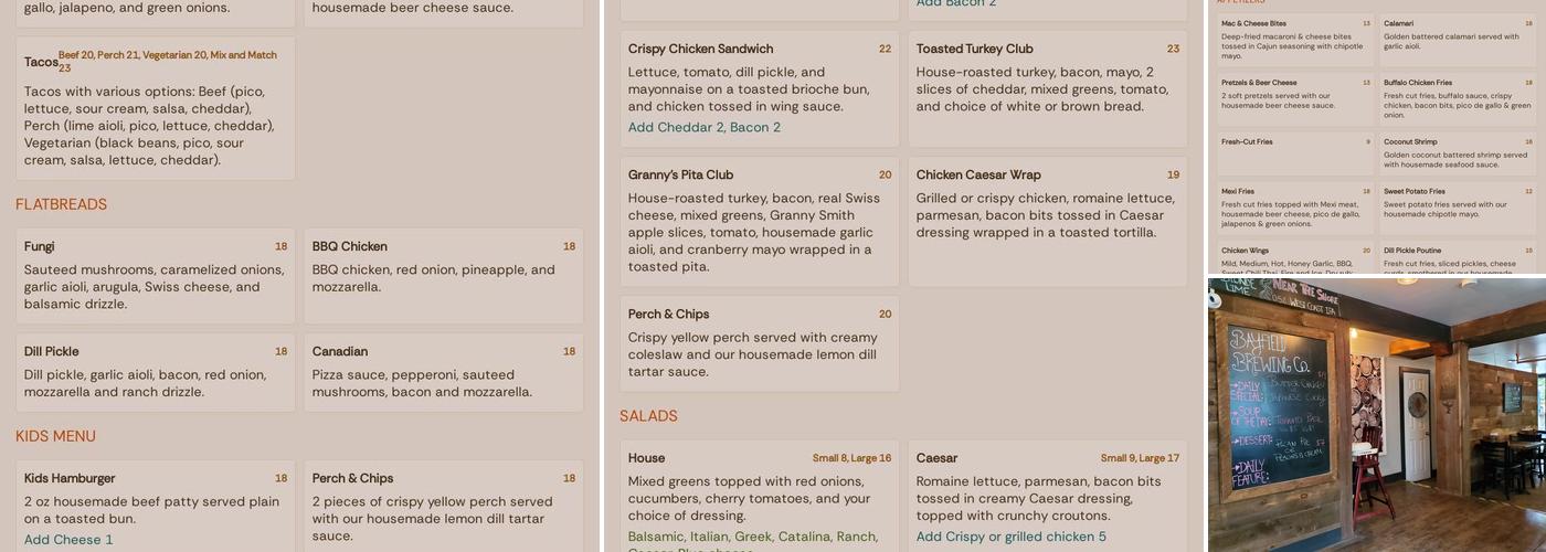 Bayfield Brewing Co. Menu