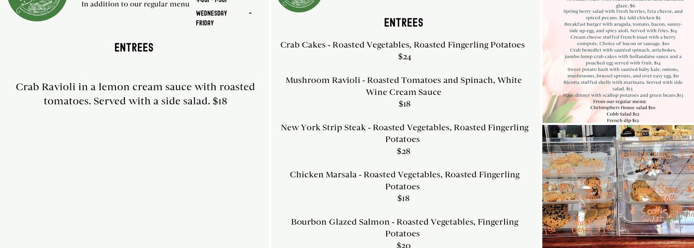 Christopher's Farm Goods & Provisions Menu