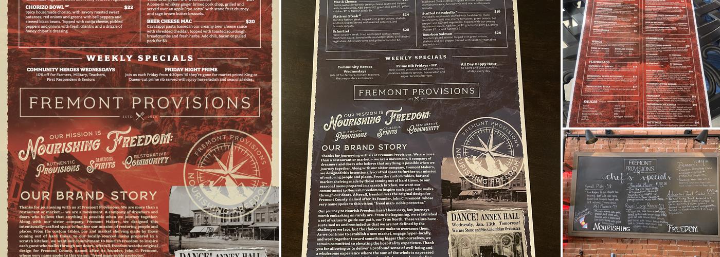 Fremont Provisions Menu