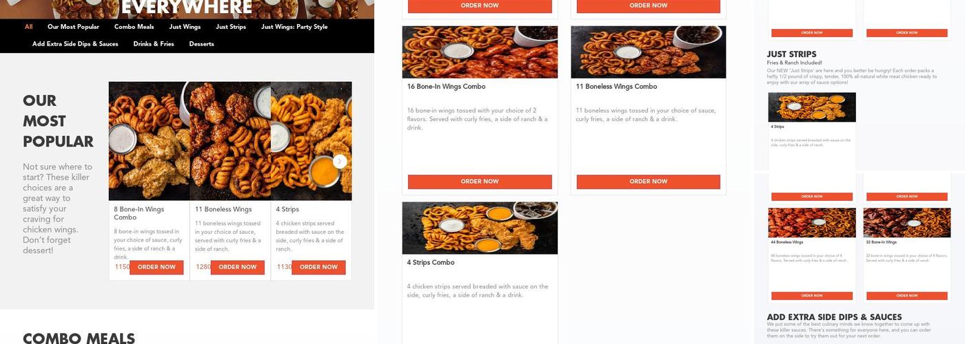 It's Just Wings Menu