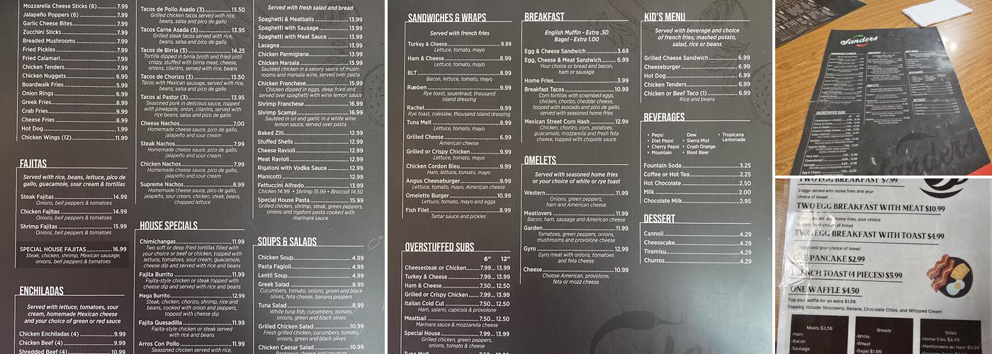 Sander's Menu