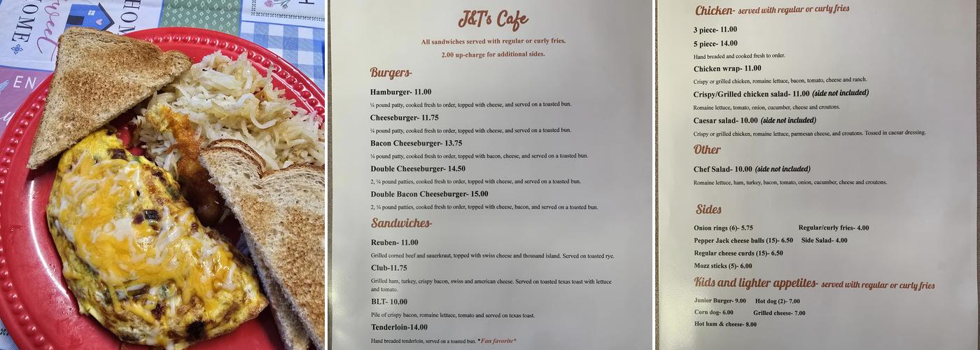 J & T's Cafe Menu