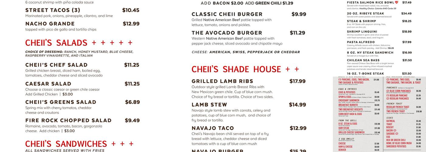 Cheii's Restaurant Menu