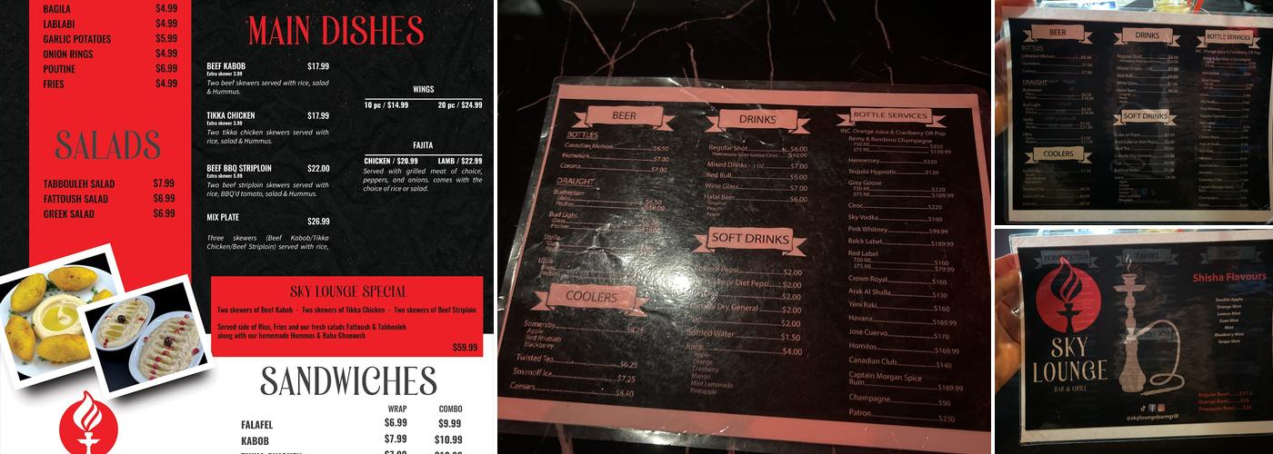 Sky Lounge Menu