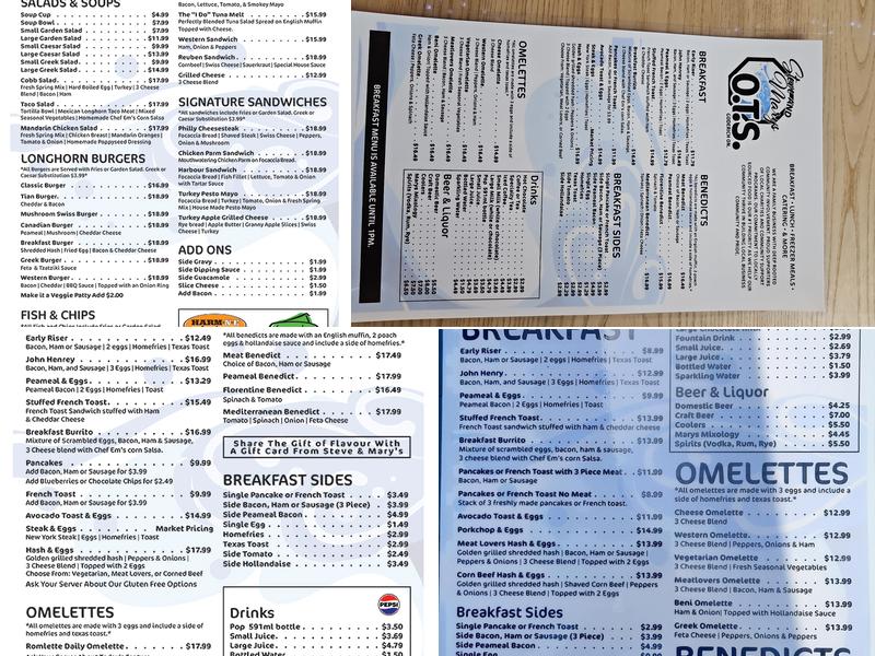 Steve and Mary’s On The Square Menu