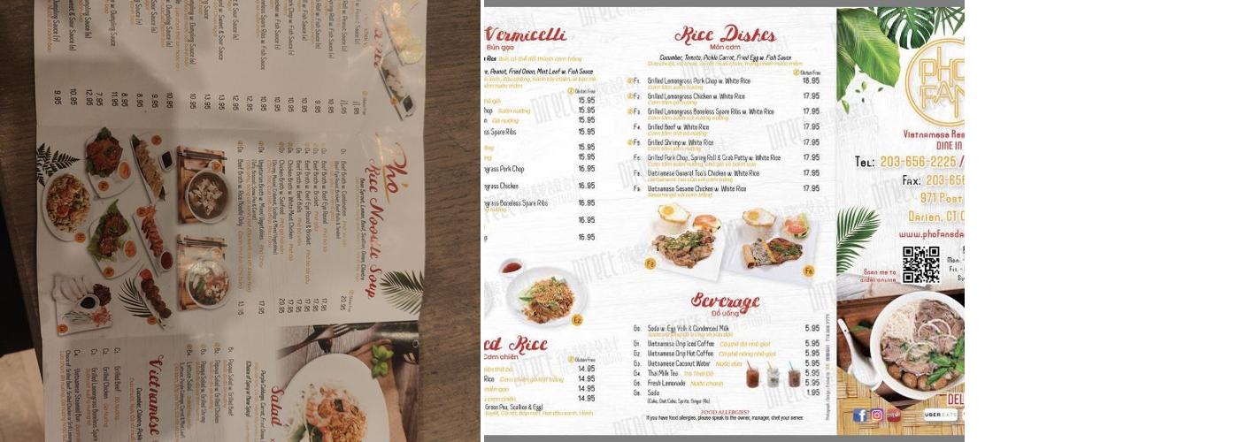 Pho Fans Darien Menu