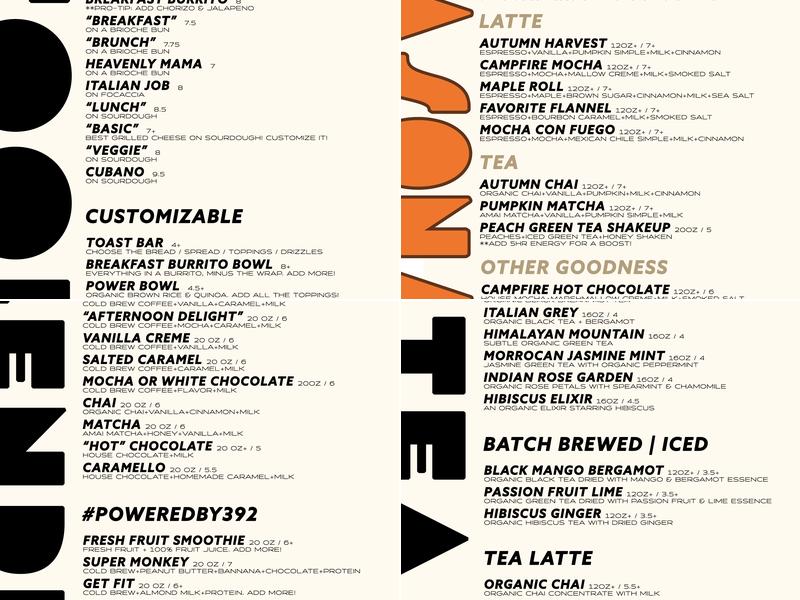 392Caffe Menu