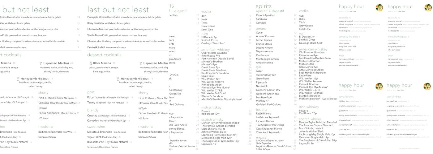 Market Table Menu