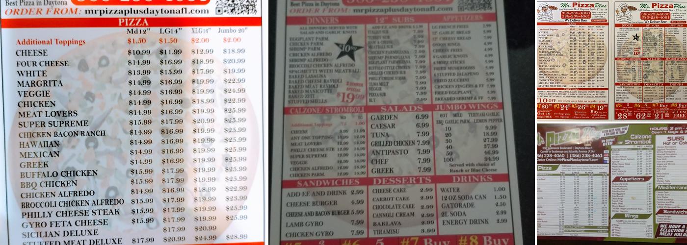 Mr Pizza Plus Menu