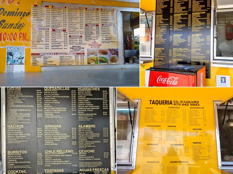 Taqueria El Paisano Menu