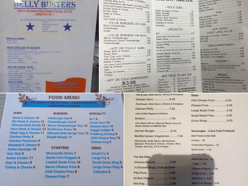 Belly Busters Menu