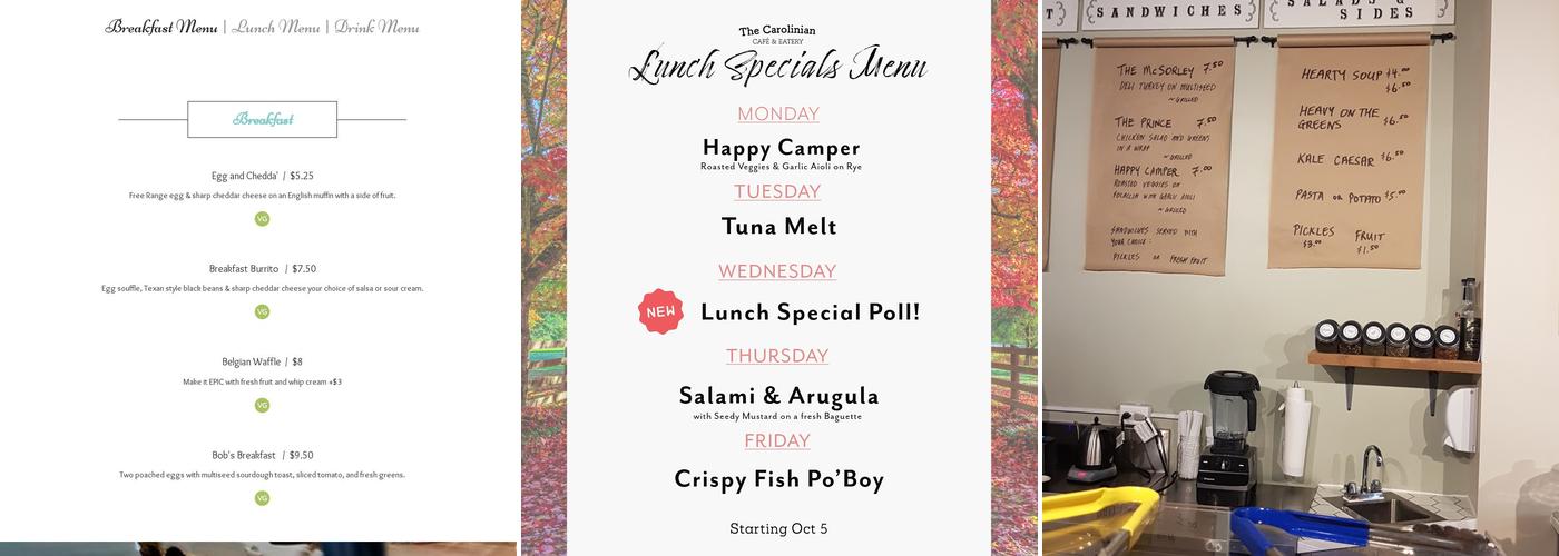 The Carolinian Café & Eatery Menu